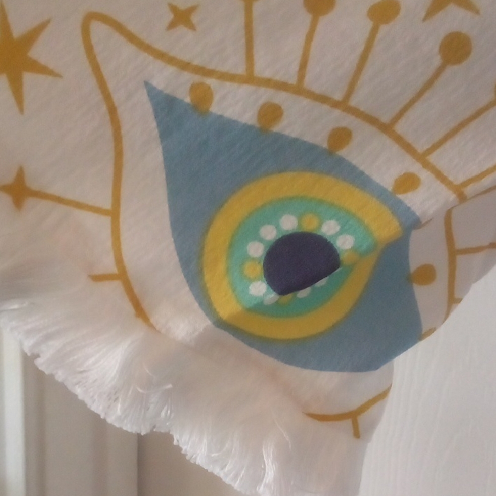 White Kimono Robe with Eye Print - Picture 3 of 4